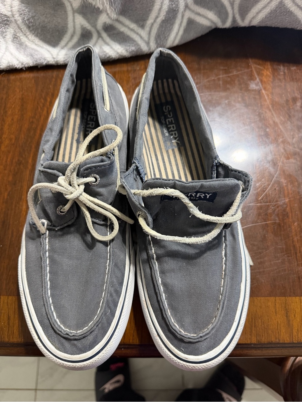 Sperry Gray Canvas Lace-Up Boat Shoes